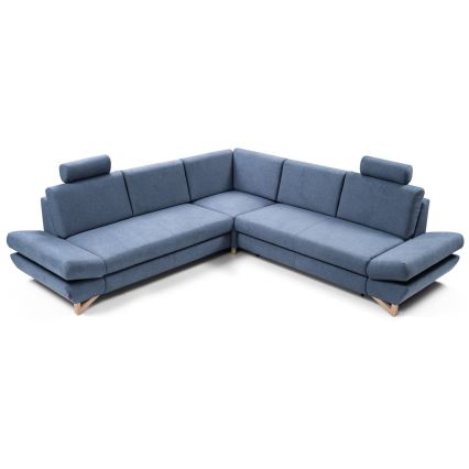 Suite lounge angolare imbottita e pieghevole a forma di L con contenitore AVESTA destra blu