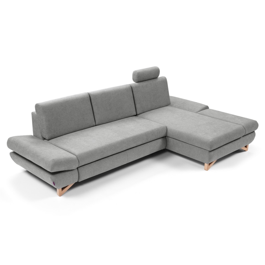Suite lounge angolare imbottita e pieghevole a forma di L con contenitore AVESTA destra grigio