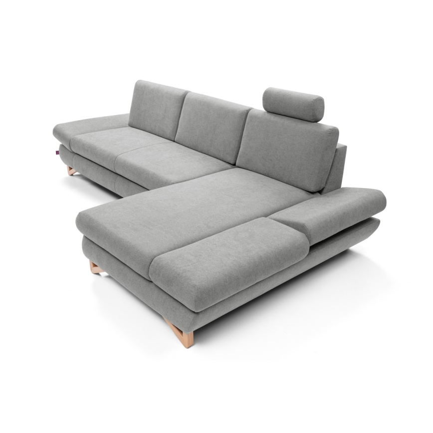Suite lounge angolare imbottita e pieghevole a forma di L con contenitore AVESTA destra grigio