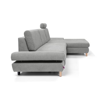 Suite lounge angolare imbottita e pieghevole a forma di L con contenitore AVESTA destra grigio