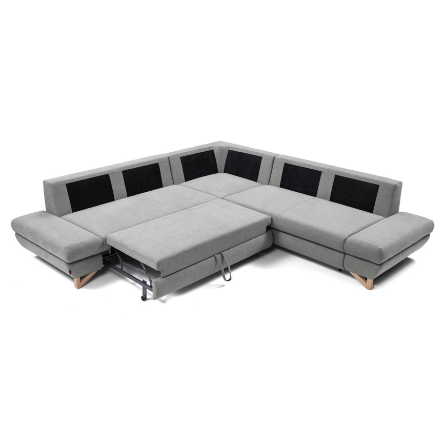 Suite lounge angolare imbottita e pieghevole a forma di L con contenitore AVESTA destra grigio