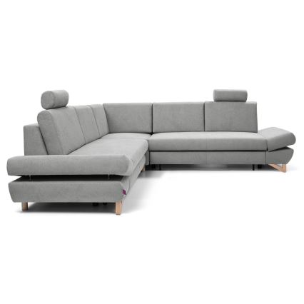 Suite lounge angolare imbottita e pieghevole a forma di L con contenitore AVESTA destra grigio