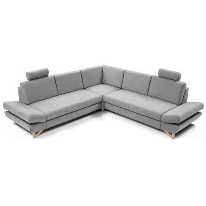Suite lounge angolare imbottita e pieghevole a forma di L con contenitore AVESTA destra grigio