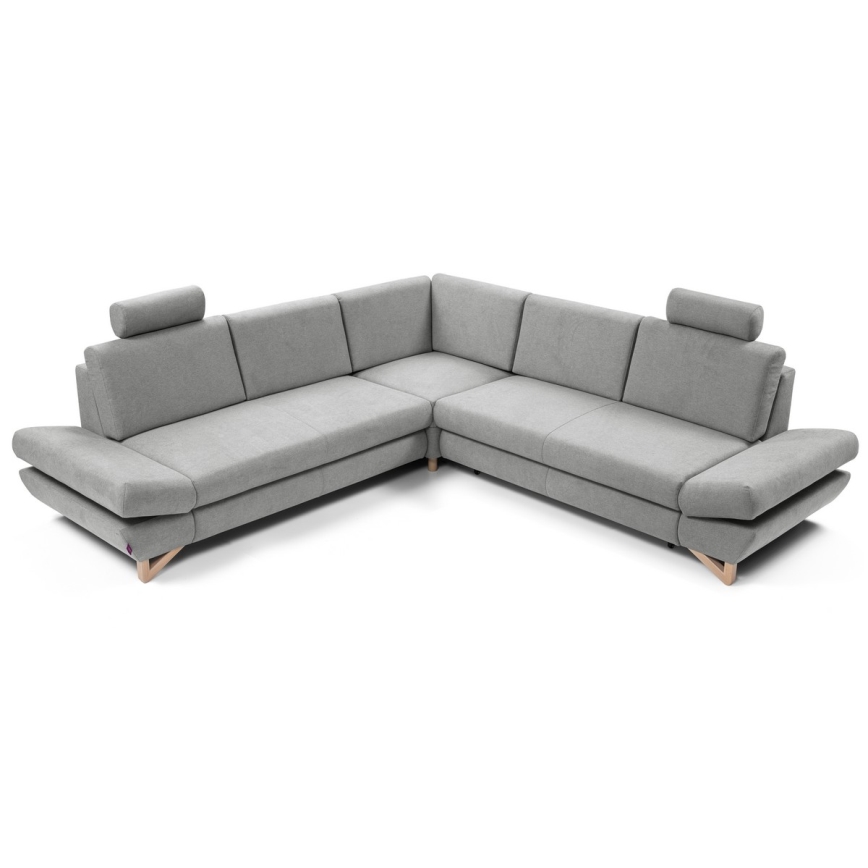 Suite lounge angolare imbottita e pieghevole a forma di L con contenitore AVESTA destra grigio