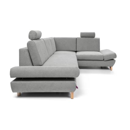 Suite lounge angolare imbottita e pieghevole a forma di L con contenitore AVESTA destra grigio