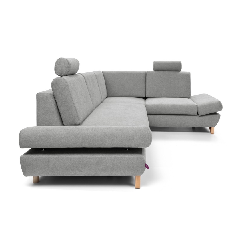 Suite lounge angolare imbottita e pieghevole a forma di L con contenitore AVESTA destra grigio
