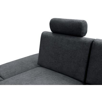 Suite lounge angolare imbottita e pieghevole a forma di L con contenitore AVESTA sinistra antracite