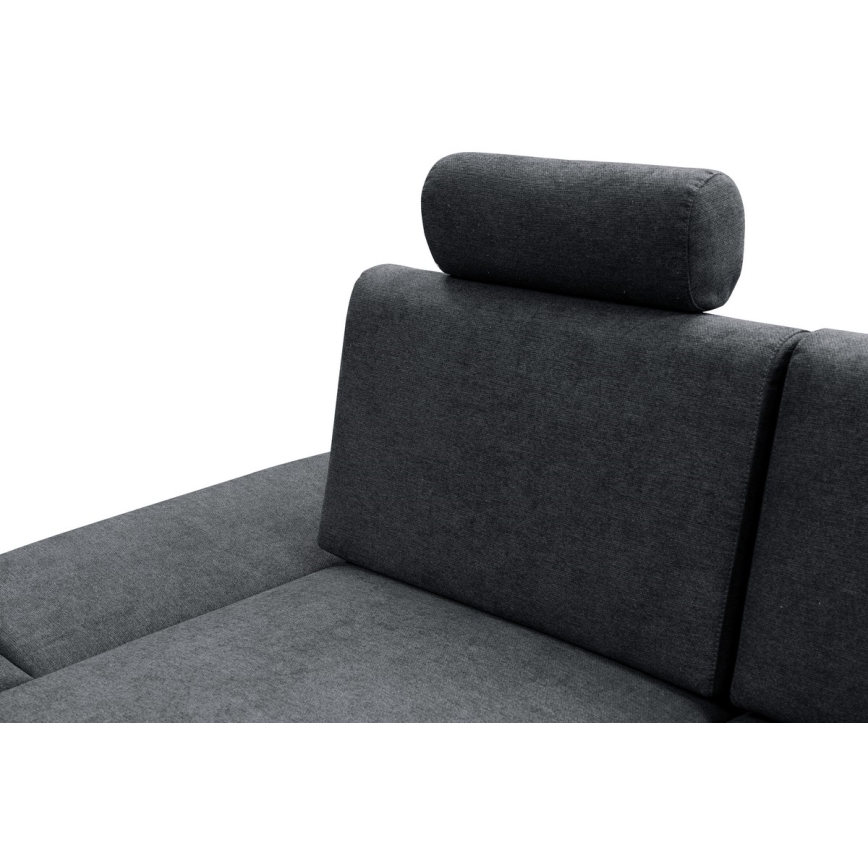 Suite lounge angolare imbottita e pieghevole a forma di L con contenitore AVESTA sinistra antracite
