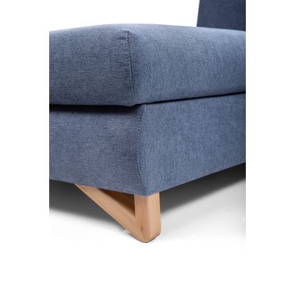 Suite lounge angolare imbottita e pieghevole a forma di L con contenitore AVESTA sinistra blu