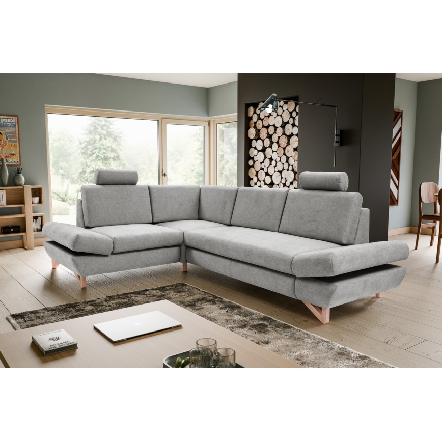 Suite lounge angolare imbottita e pieghevole a forma di L con contenitore AVESTA sinistra grigio