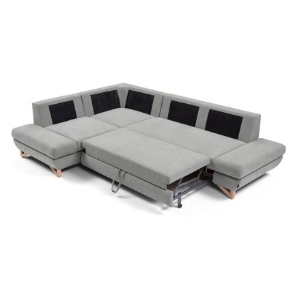 Suite lounge angolare imbottita e pieghevole a forma di L con contenitore AVESTA sinistra grigio