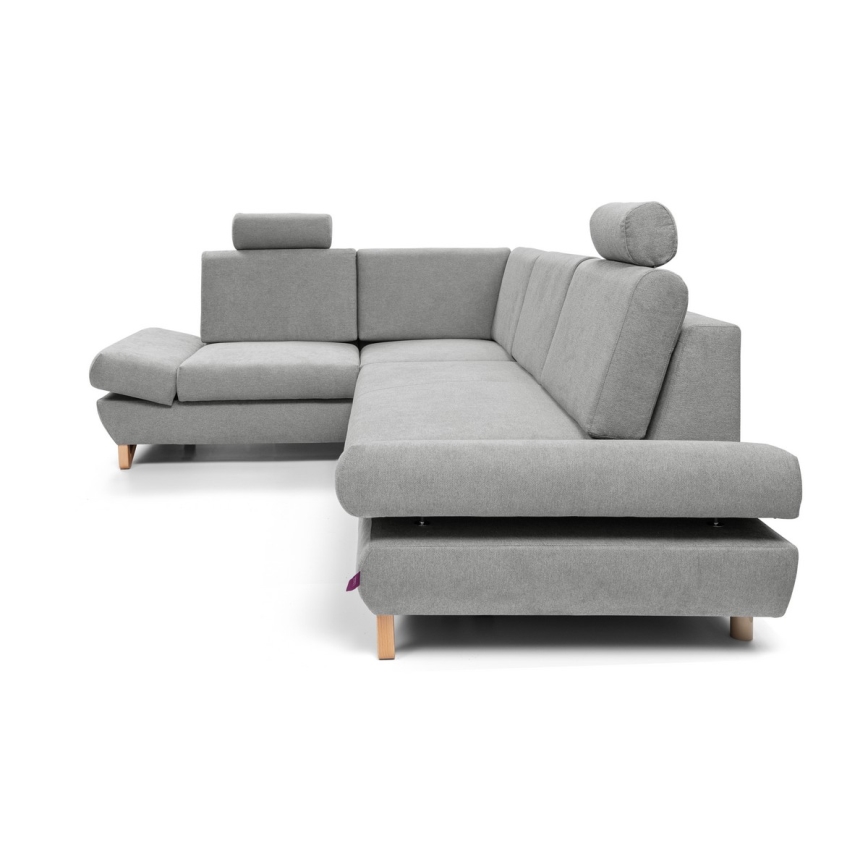 Suite lounge angolare imbottita e pieghevole a forma di L con contenitore AVESTA sinistra grigio