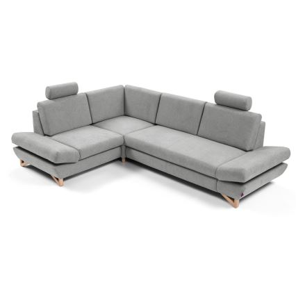 Suite lounge angolare imbottita e pieghevole a forma di L con contenitore AVESTA sinistra grigio