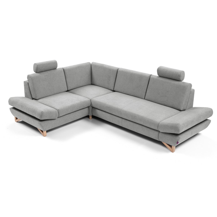 Suite lounge angolare imbottita e pieghevole a forma di L con contenitore AVESTA sinistra grigio