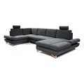 Suite lounge angolare imbottita e pieghevole a forma di U con contenitore AVESTA antracite