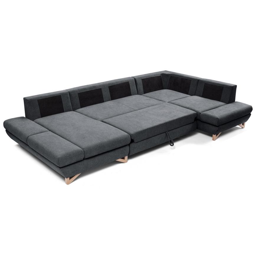 Suite lounge angolare imbottita e pieghevole a forma di U con contenitore AVESTA destra antracite