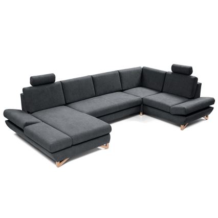 Suite lounge angolare imbottita e pieghevole a forma di U con contenitore AVESTA destra antracite