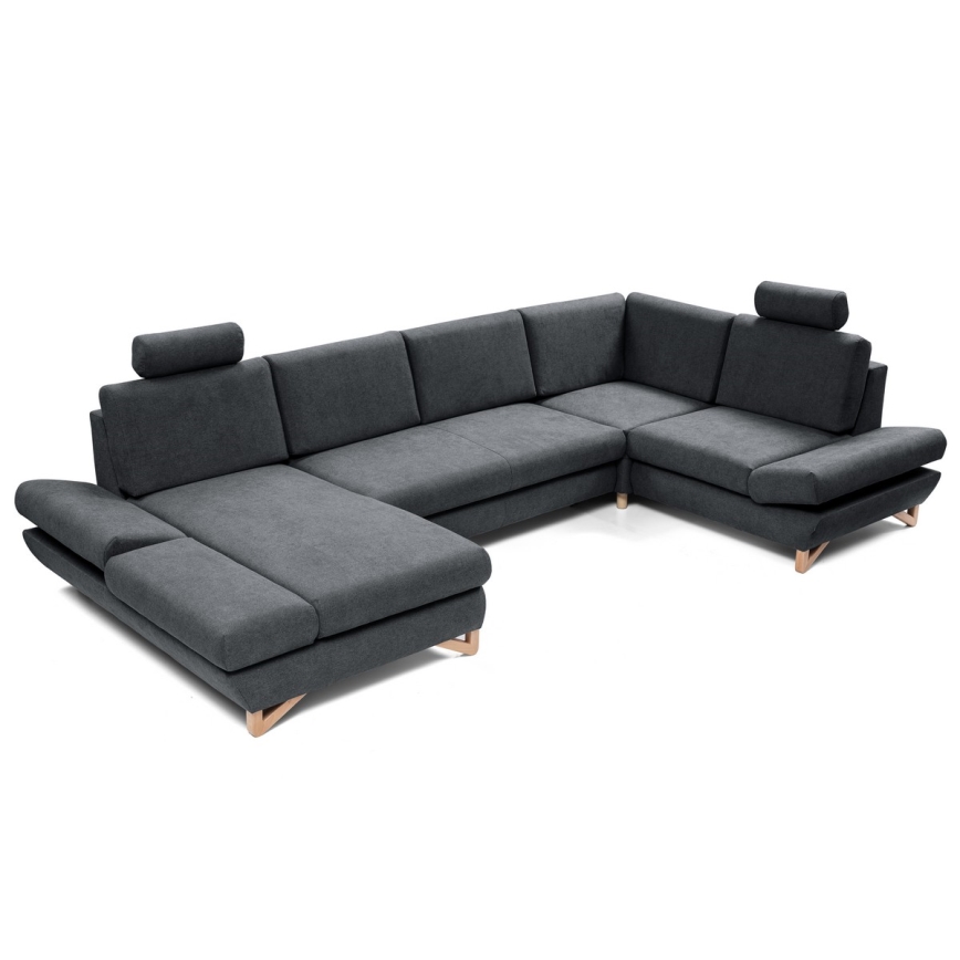 Suite lounge angolare imbottita e pieghevole a forma di U con contenitore AVESTA destra antracite