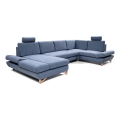 Suite lounge angolare imbottita e pieghevole a forma di U con contenitore AVESTA destra blu