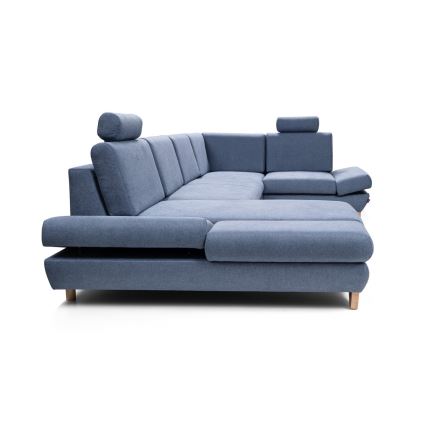 Suite lounge angolare imbottita e pieghevole a forma di U con contenitore AVESTA destra blu