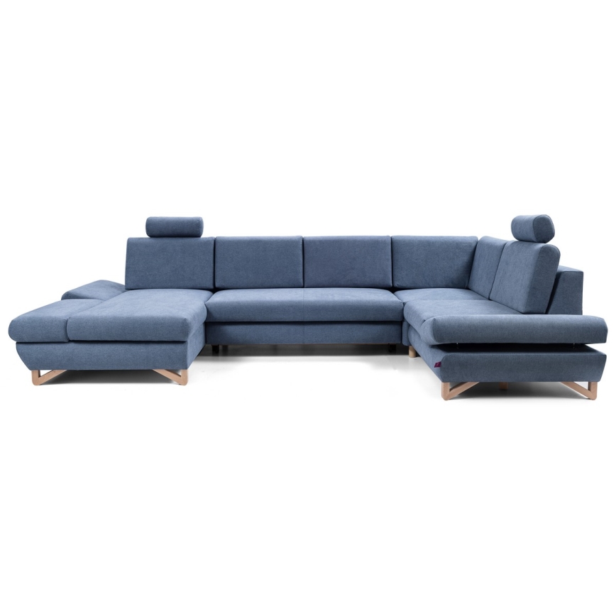 Suite lounge angolare imbottita e pieghevole a forma di U con contenitore AVESTA destra blu