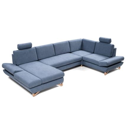 Suite lounge angolare imbottita e pieghevole a forma di U con contenitore AVESTA destra blu