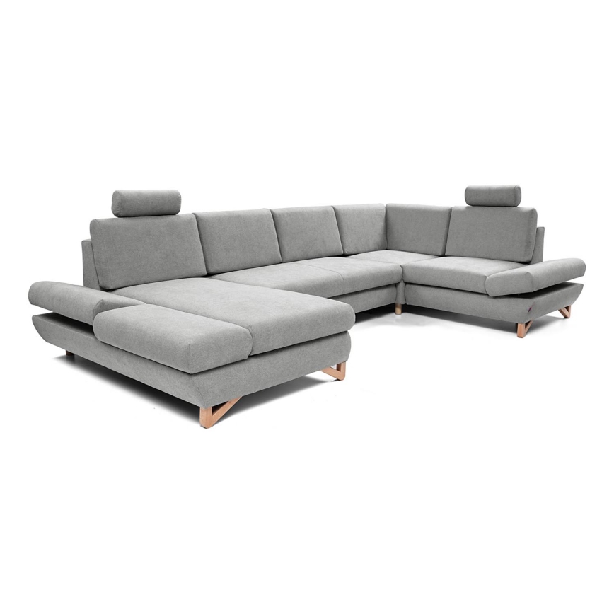 Suite lounge angolare imbottita e pieghevole a forma di U con contenitore AVESTA destra grigio