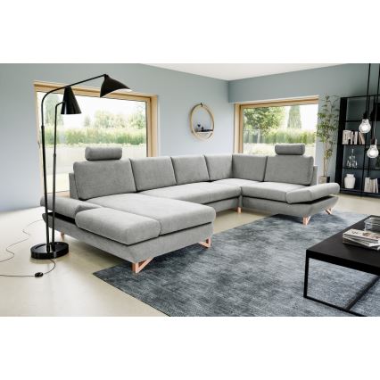 Suite lounge angolare imbottita e pieghevole a forma di U con contenitore AVESTA destra grigio