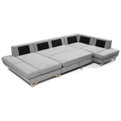 Suite lounge angolare imbottita e pieghevole a forma di U con contenitore AVESTA destra grigio