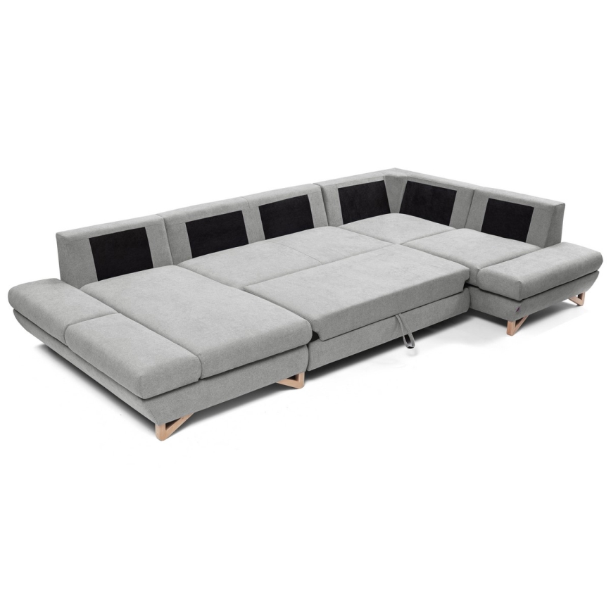 Suite lounge angolare imbottita e pieghevole a forma di U con contenitore AVESTA destra grigio