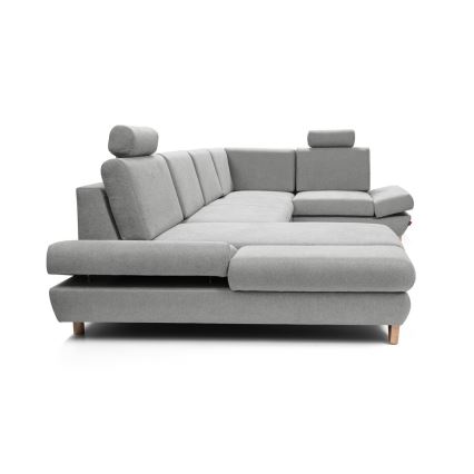 Suite lounge angolare imbottita e pieghevole a forma di U con contenitore AVESTA destra grigio