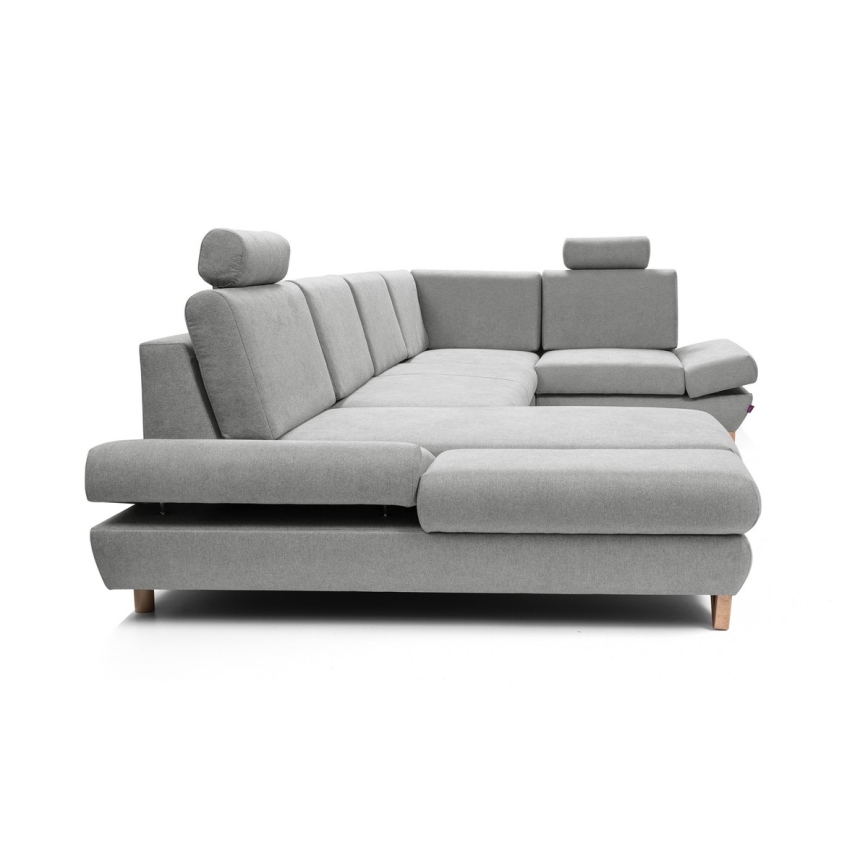 Suite lounge angolare imbottita e pieghevole a forma di U con contenitore AVESTA destra grigio