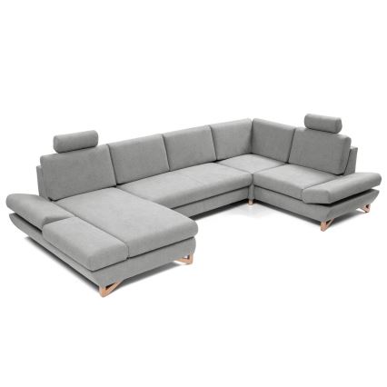 Suite lounge angolare imbottita e pieghevole a forma di U con contenitore AVESTA destra grigio