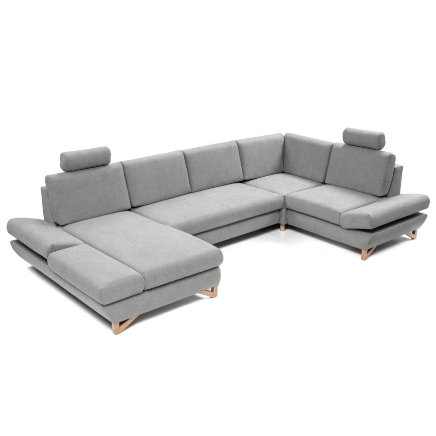 Suite lounge angolare imbottita e pieghevole a forma di U con contenitore AVESTA destra grigio