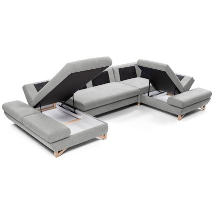 Suite lounge angolare imbottita e pieghevole a forma di U con contenitore AVESTA grigio