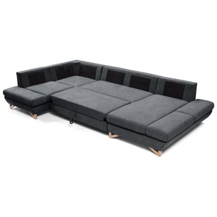 Suite lounge angolare imbottita e pieghevole a forma di U con contenitore AVESTA sinistra antracite
