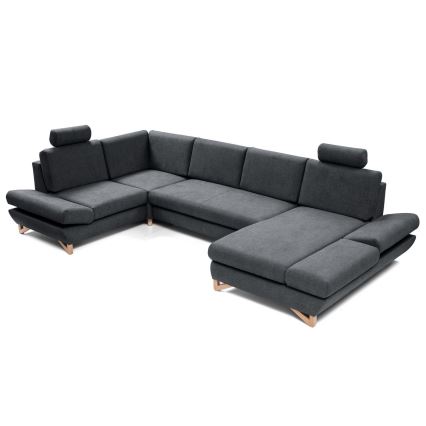 Suite lounge angolare imbottita e pieghevole a forma di U con contenitore AVESTA sinistra antracite