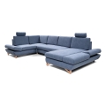 Suite lounge angolare imbottita e pieghevole a forma di U con contenitore AVESTA sinistra blu