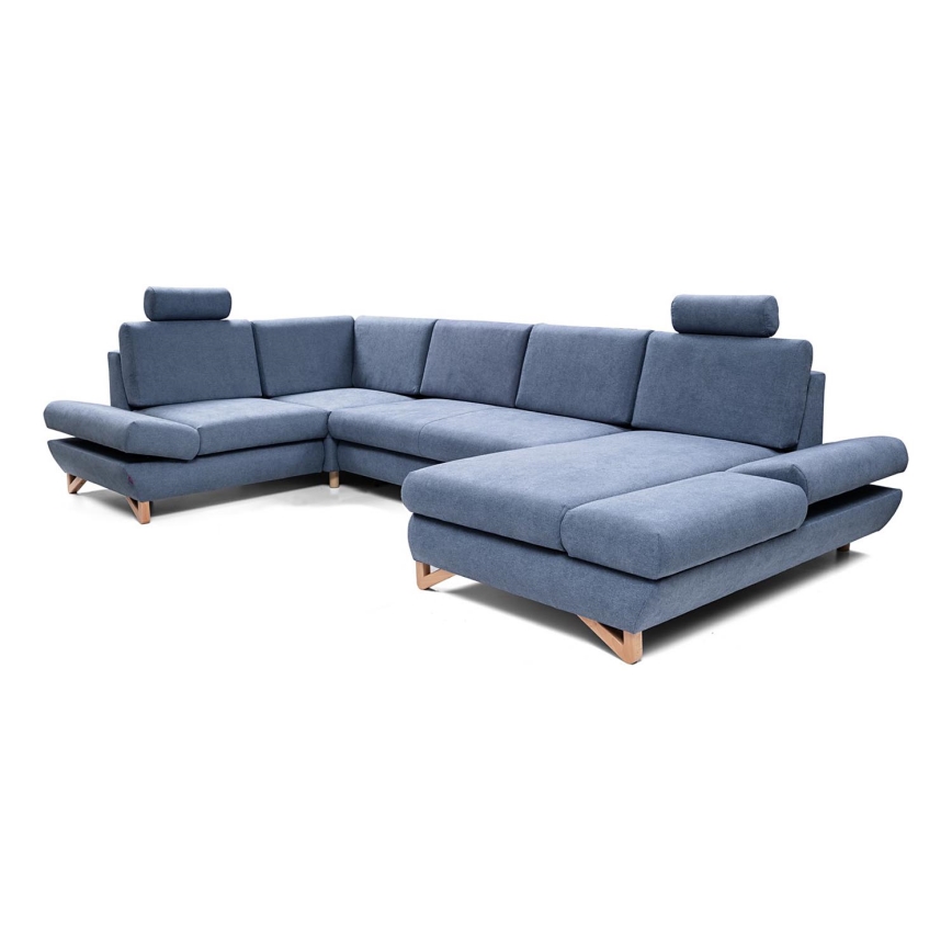 Suite lounge angolare imbottita e pieghevole a forma di U con contenitore AVESTA sinistra blu