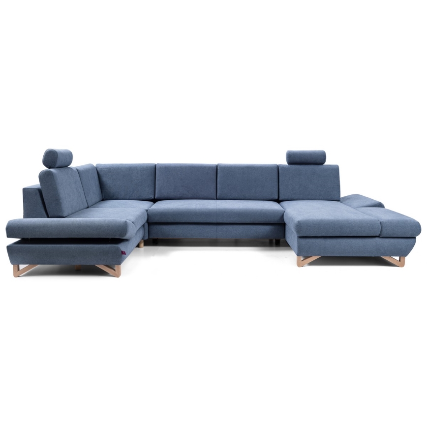 Suite lounge angolare imbottita e pieghevole a forma di U con contenitore AVESTA sinistra blu