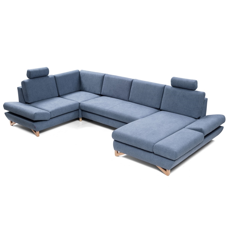 Suite lounge angolare imbottita e pieghevole a forma di U con contenitore AVESTA sinistra blu