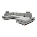 Suite lounge angolare imbottita e pieghevole a forma di U con contenitore AVESTA sinistra grigio