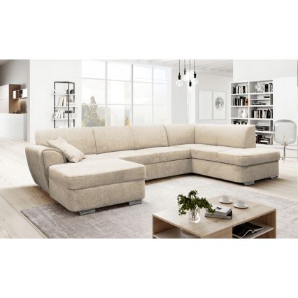 Suite lounge angolare imbottita e pieghevole a forma di U SERPA destra beige