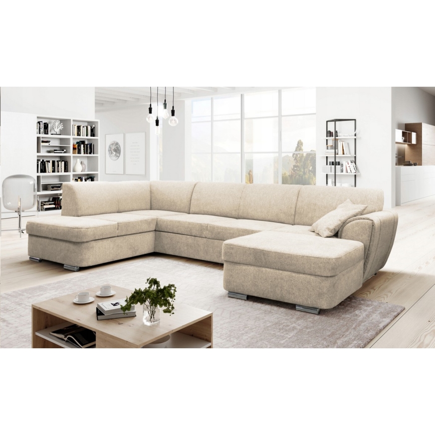 Suite lounge angolare imbottita e pieghevole a forma di U SERPA sinistra beige