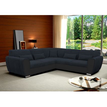 Suite lounge angolare imbottita e pieghevole a forma di U VISEU destra antracite/nero