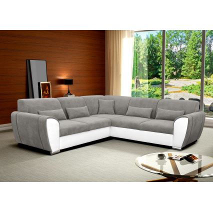 Suite lounge angolare imbottita e pieghevole a forma di U VISEU destra grigio/bianco