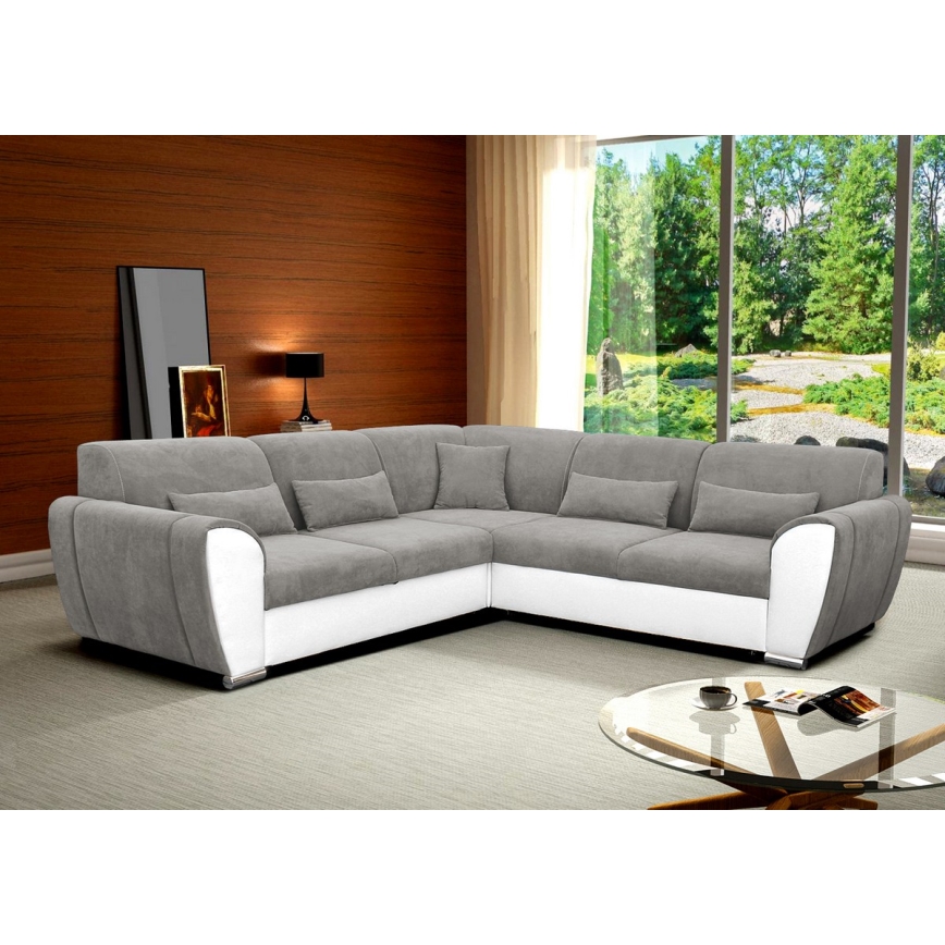 Suite lounge angolare imbottita e pieghevole a forma di U VISEU destra grigio/bianco