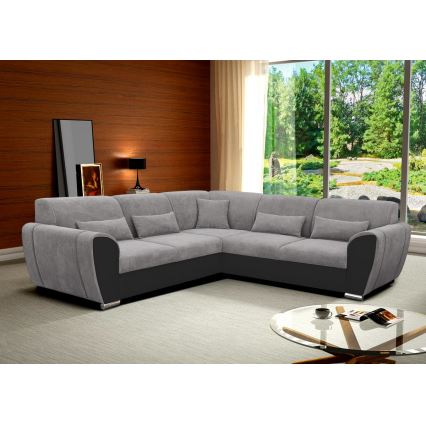 Suite lounge angolare imbottita e pieghevole a forma di U VISEU destra grigio/nero