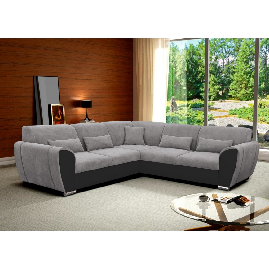 Suite lounge angolare imbottita e pieghevole a forma di U VISEU destra grigio/nero