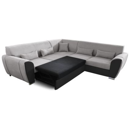 Suite lounge angolare imbottita e pieghevole a forma di U VISEU destra grigio/nero